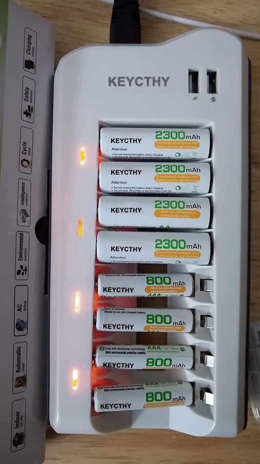 KEYCTHY 8PCS AA 2300mAh & 8-Pack AAA 800mAh Rechargeable Batteries