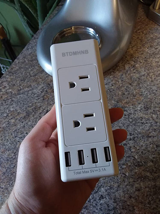 BTDMHNB Multiple Outlet Wall Plug for Travel, Office, White