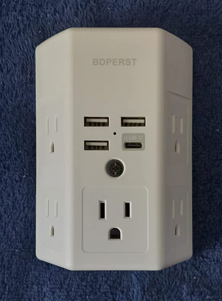 BDPERST Power Outlet with 4 USB Ports(USB C)for Home Travel Office