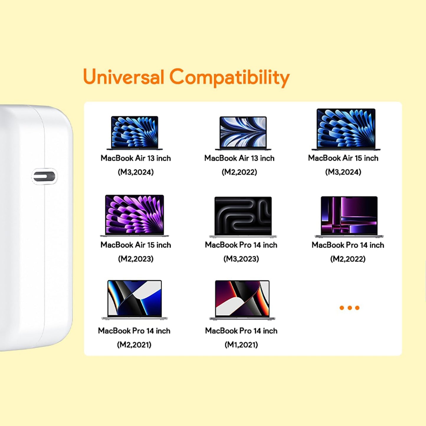 70W Magnetic 3 Mac Book Pro Charger- Compatible with MacBook pro 14 inch(2021-2023) & Mac Book Air 13/15 inch(2022-2024),Include 6.6FT USB C to 3 Braided Cable