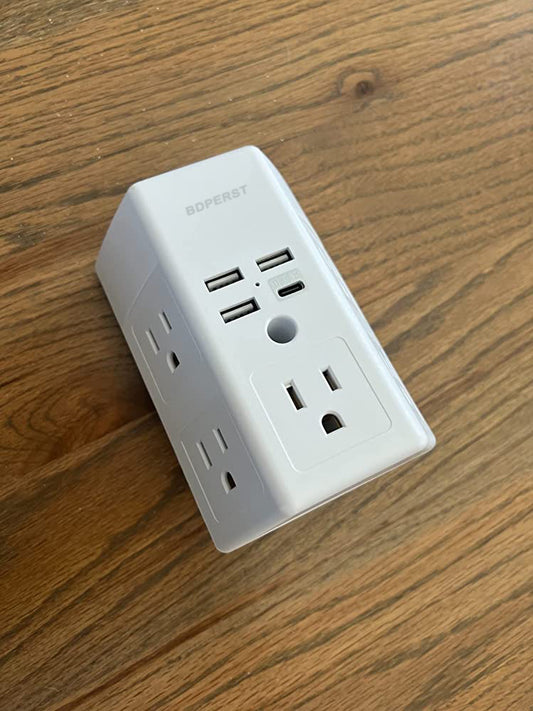 BDPERST Power Outlet with 4 USB Ports(USB C)for Home Travel Office
