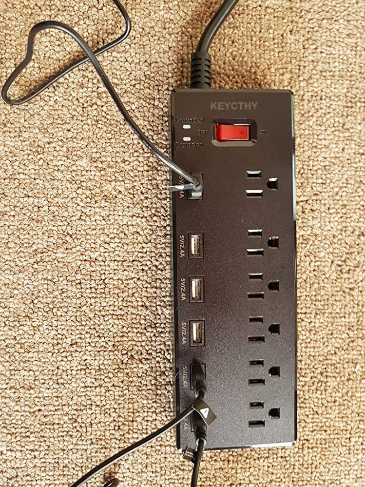 KEYCTHY Power Strip, Surge Protector with 6 AC Outlets and 6 USB Ports